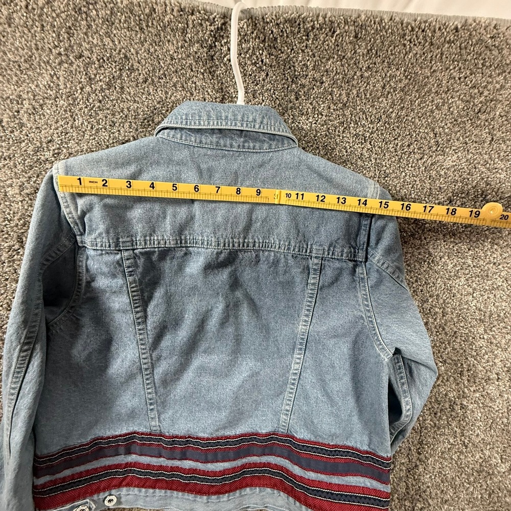Christopher & Banks Denim Jacket Women's Medium Blue Light Wash Striped Trim - Picture 8 of 11